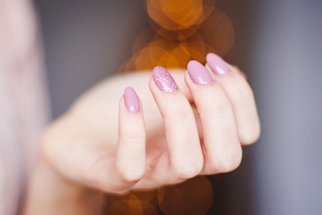 Close up shot of manicured nails with nail art 